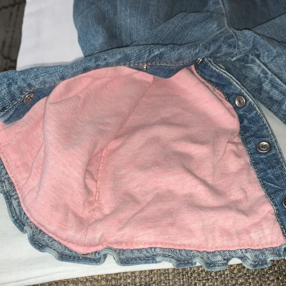 Gently Loved Lined Ruffled Embroidered Overalls by Baby Gap..